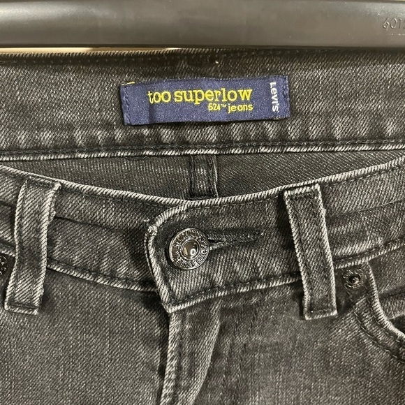Levi’s too superlow 524 Skinny Black Denim Jeans Size 5M Y2K Retro Grunge - Picture 5 of 14